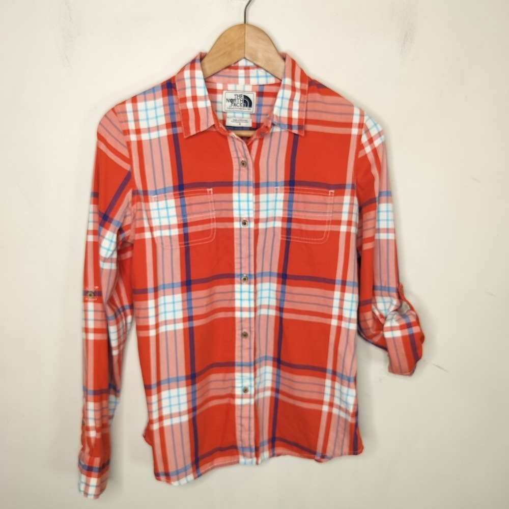 The North Face Button Up‎ Shirt Plaid Cotton Tab Sleeve Gorp